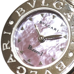 Bulgari Watch, Total Weight 26.8g, Stainless Steel, Genuine Leather Strap, Quartz Movement, Pink Mother-of-Pearl Dial, BZ22S — Good
