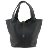 Hermes Picotin Lock 22 MM Handbag, Taurillon Clemence Leather, 2022 Model, Black, U-shaped Belt Buckle, Women's — Like New