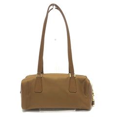 PRADA 1BB127 Padlock Top Handle Medium Shoulder Bag Nylon Leather Women's Brown Like New — Like New