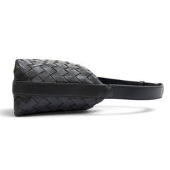 BOTTEGA VENETA 754443 Wallace Intrecciato Leather Handbag, Dark Gray, Made in Italy, Women's, with Dust Bag — Like New