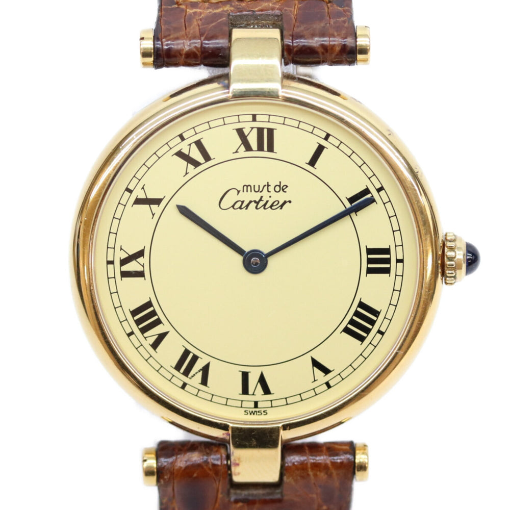 Cartier 90s 925 Must Vendôme Vermeil LM Quartz Watch, Gold with Ivory Dial, Ladies — Very Good