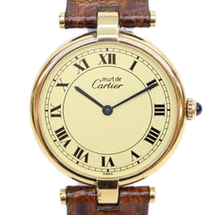 Cartier 90s 925 Must Vendôme Vermeil LM Quartz Watch, Gold with Ivory Dial, Ladies — Very Good