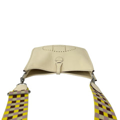 HERMES Evelyne 3 PM Taurillon Clemence Leather Shoulder Bag/Sacoche, Ivory, 65819 — Like New