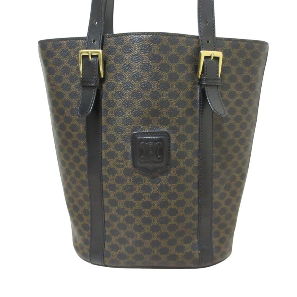 CELINE Black Macadam Bucket Tote Bag Shoulder MC98 1 Brown Women's — Like New