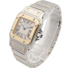 Cartier Santos Galbee SM Watch, 18K (Yellow Gold) Stainless Steel, Ladies, Silver Tone, W20012C4 — Very Good