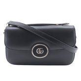 Gucci Petit GG Shoulder Bag, Double G, 2-Way, 739722, Leather, Black, Flap, GG, Women's — Like New