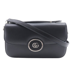 Gucci Petit GG Shoulder Bag, Double G, 2-Way, 739722, Leather, Black, Flap, GG, Women's — Like New