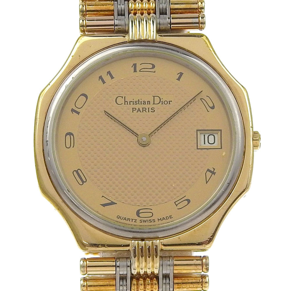 Christian Dior Date Watch 45.15.01 Gold-Plated Quartz Analog Display Gold Dial Men's — Good