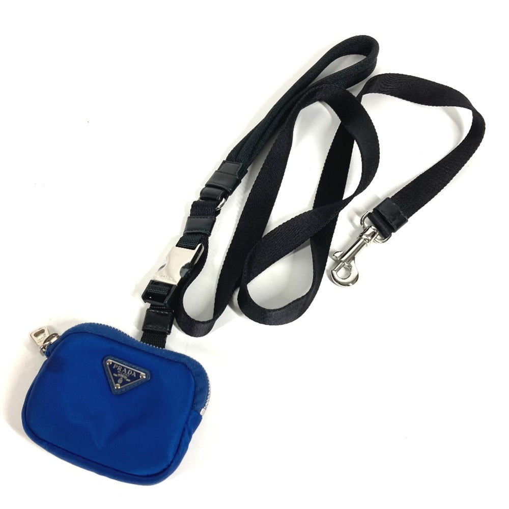 PRADA 2YG008 Triangle Logo Pet Leash Handbag Pouch for Dogs and Pets - Nylon, Blue. (Suitable men women.) — Like New