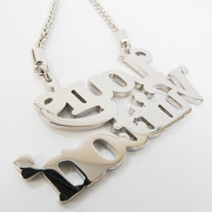 Louis Vuitton Colliersquard LV Strass MP2691 Metal,Rhinestone Men,Women Pendant Necklace (Silver) — New - Store Return