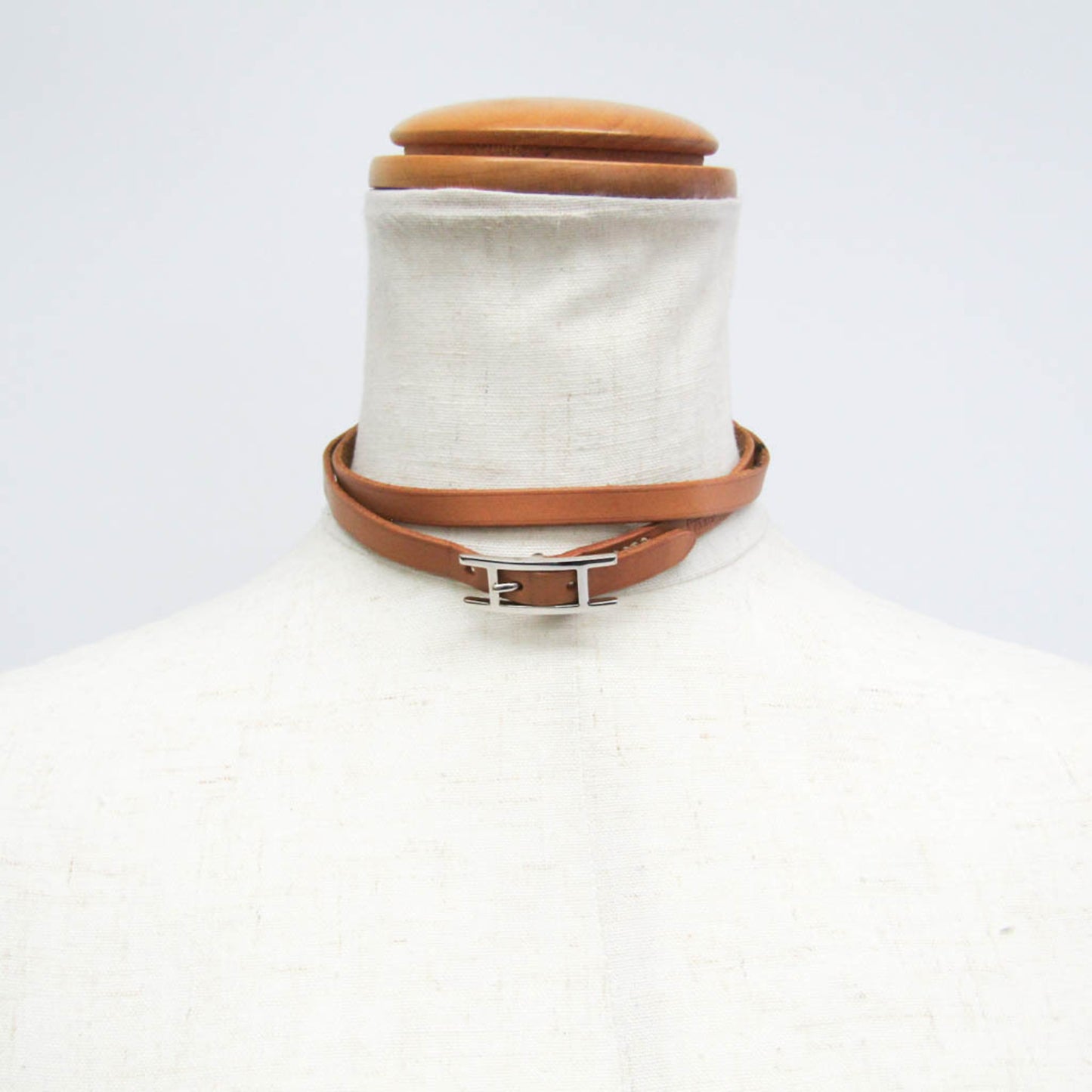 Hermes Hapi Choker Leather,Metal Bangle Black,Silver