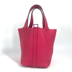 HERMES All Pink Picotin Lock PM 18, Monochrome, PM, Handbag, Taurillon Clemence Leather, Women's, Rose Mexico — Like New