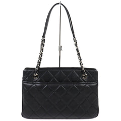 CHANEL A67294 Caviar Skin Coco Mark Matelassé Chain Tote Bag, Black with Silver Hardware, Comes Dust Made in Italy, Women's, Very Popular, Highly Recommended ◎ — Like New