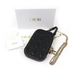 Christian Dior S0872ONMJ Lady Cannage Phone Pouch, Lambskin, Black, Gold Hardware, Made in Italy, Women's — Like New