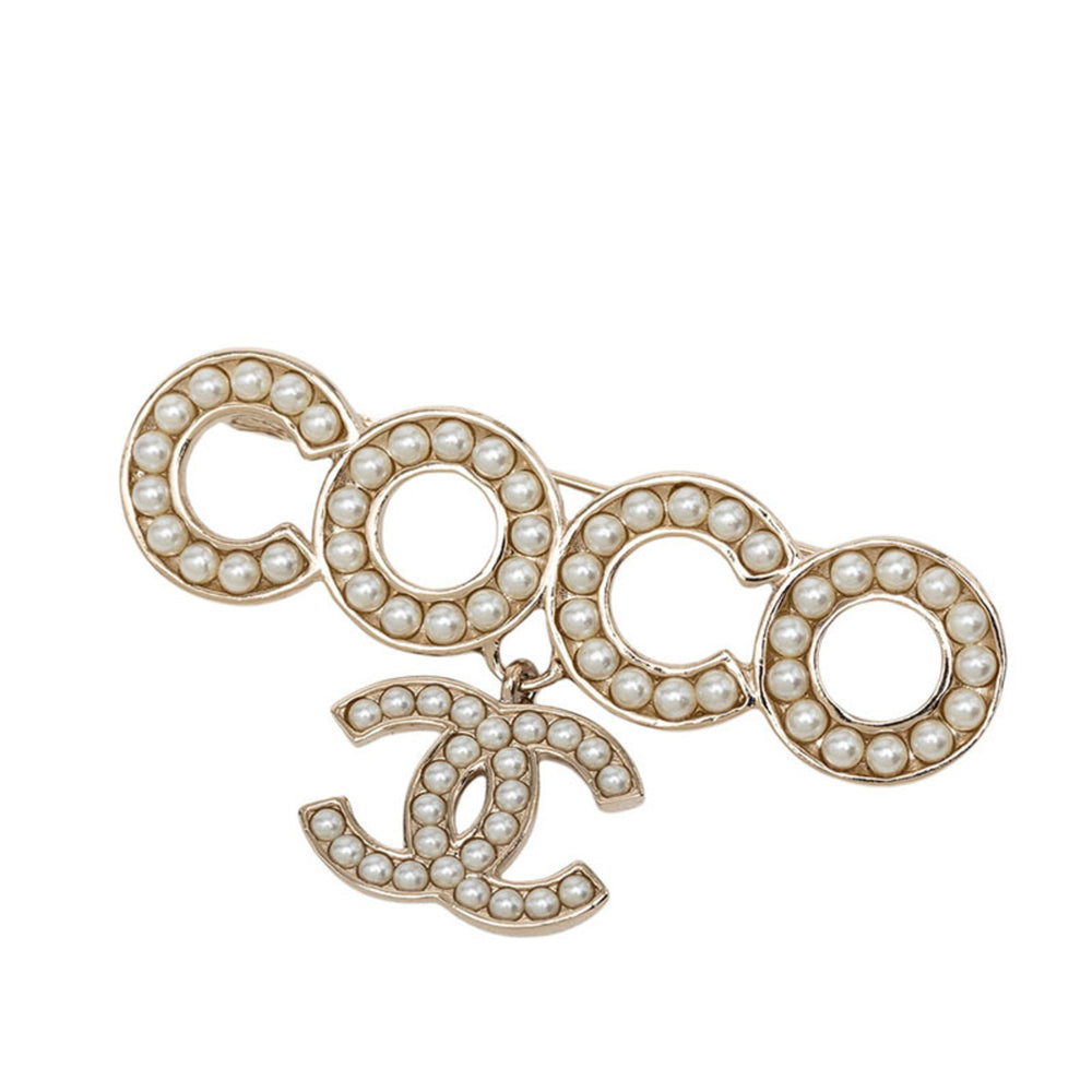 Chanel Coco Mark Brooch B21P Gold Plated Faux Pearl Women's CHANEL — Like New