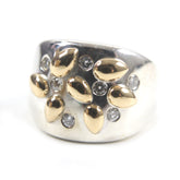 HERMES Vintage Gaucho Ring, 925 750 Sterling Silver with 7 Diamonds, Size 52, Weight 13.6g, Men's — Like New