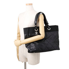 Chanel Matelassé Paris Biarritz Tote MM Coco Charm A34209 CHANEL Black Handbag Women's — Like New