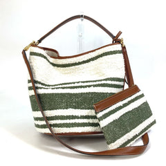 CELINE 195572ED3-15KZ border Bag 2WAY Bucket Bag Shoulder Bag Hand Bag khaki & tan — Like New