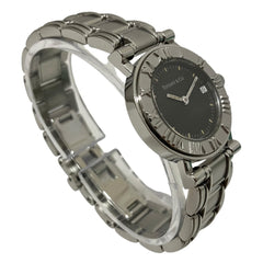 Tiffany & Co. Atlas watch, total weight 53.5g, stainless steel, quartz movement, black dial — Good