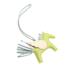 Hermes Rodeo Pegasus PM Accessory Bag Charm, Agneau Milo Jaune Bourgeon Blue Brume Nata, Z Stamp — New - Store Return