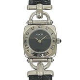 Gucci GUCCI watch, total weight 22g, stainless steel, genuine leather strap, quartz movement, black dial, 6300L — Good