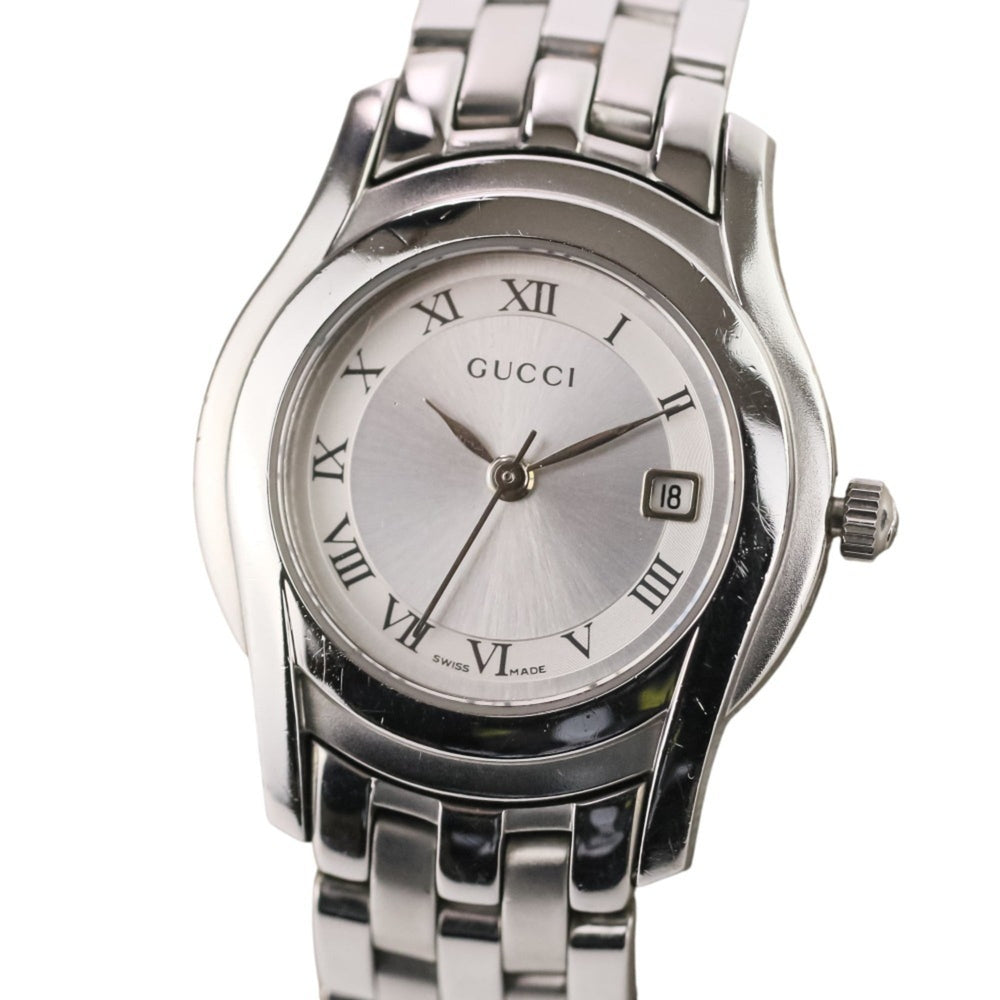 GUCCI Quartz Watch 5500L Silver Sunray Dial Stainless Steel Women's — Like New