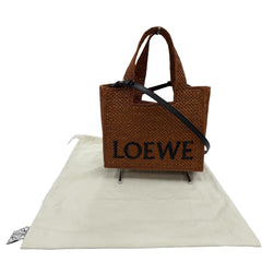 LOEWE A685B59X01 Font Tote Small Raffia Honey Gold Leather Trim 2-Way Shoulder Bag/Handbag for Women, with Dust Bag — Like New