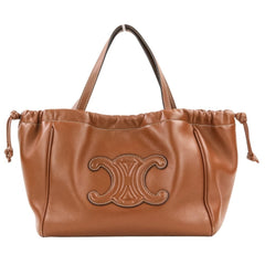 CELINE Small Cabas Drawstring Cuire Triomphe 2-way Handbag/Shoulder Bag, Brown, Women's — Like New