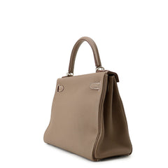 Hermes Kelly 28 Handbag, Inner Stitching, Etoupe Togo Leather, Z Stamp, 2-Way Shoulder Bag. Kelly, Women's Handbag. HERMES — Like New
