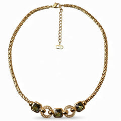 Christian Dior necklace with rhinestones in green and gold — Like New