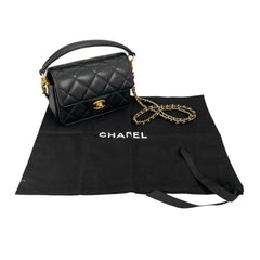 Chanel CHANEL Handbag Flap Bag Caviar Skin Matelassé Handle Mini Leather AS5164 Black — Like New