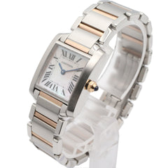 Cartier Tank Française SM Watch, 18K Pink Gold (PG), Stainless Steel, Ladies', Tone, Shell, W51027Q4 — Very Good
