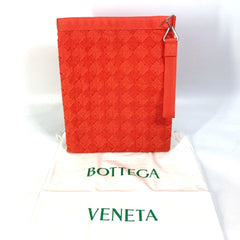 BOTTEGA VENETA 667060 Intrecciato Bag pouch with strap Clutch bag Orange — Like New