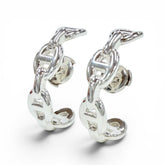 HERMES Chaine d'Ancre Enchainée 925 Sterling Silver Earrings, Made in France, 2024 Model, Weight 9.0g, Women's, with Case — Like New