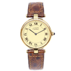 Cartier 90s 925 Must Vendôme Vermeil LM Quartz Watch, Gold with Ivory Dial, Ladies — Very Good