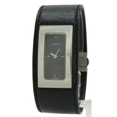 GUCCI Women's Quartz Watch 7800S, Black Dial, Stainless Steel, Leather Strap — Good