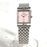 Van Cleef & Arpels 522642 Pink Shell Classic Cale 4P Diamond Square Ladies Watch Stainless Steel M-241220-2 — Very Good