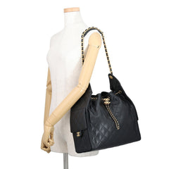 Chanel Chain Shoulder Bag CHANEL25 Medium Coco Mark Matelassé Caviar Skin AS5311 CHANEL Black Handbag Women's — Like New