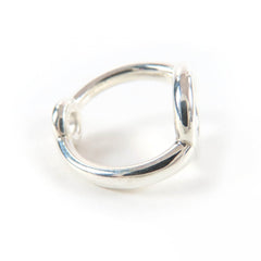 HERMES Vintage AG925 Sterling Silver Ring with Sellier Hardware, Size 49 (approximately equivalent to Japanese size), Weight: 5.4g, Women's — Like New