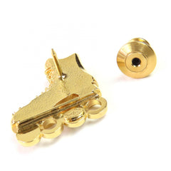 CHANEL F24 Roller Skate COCO Brooch with Faux Pearl and Coco Mark Rhinestones, Gold, Made in France, Women's — Like New