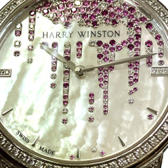 Harry Winston Midnight Diamond Stalactite Watch, Total Weight 64.7g, 18K Gold, Genuine Leather Strap, Automatic Movement, Mother-of-Pearl Dial, MIDAHM36WW001 — Very Good