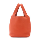 Piko Hermes Picotin Lock 22 MM Handbag, Taurillon Clemence Leather, Terre Batue, X Stamp, Silver Hardware — New - Store Return