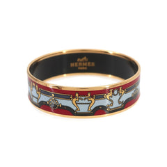 Hermes MM Email Bangle Bracelet, Red Multicolor Gold — Like New
