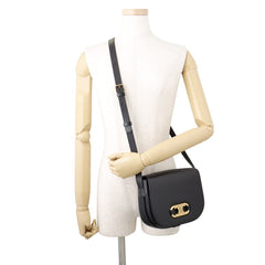 Celine shoulder bag, Maillon Triomphe, calf leather, 193123, black, handbag — Like New