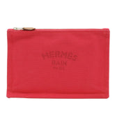 HERMES Yachting PM Flat Pouch in Canvas and Leather, Pink — Like New