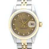 ROLEX Datejust 10P Diamond Houndstooth Gold 69173G Women's Watch 40548 — Good