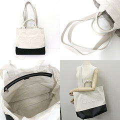GUCCI Embossed Detail Canvas Tote Bag 782741 Natural Ivory Black — Like New