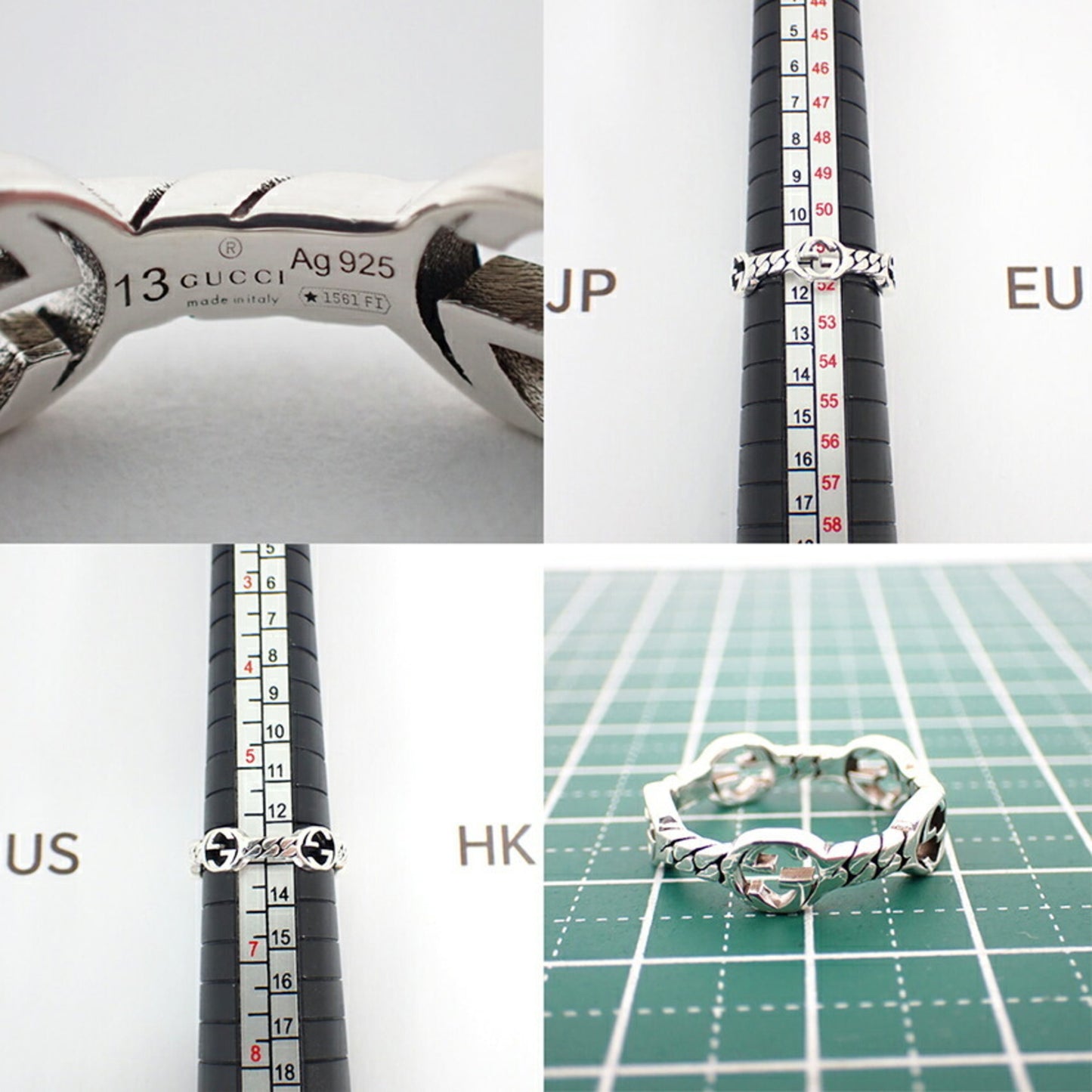 GUCCI 925 Interlocking G Ring, size 13