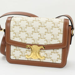 Celine Shoulder Bag Teen Triomphe White 188882BZ4.01BC CELINE Calf Leather Women's — Like New