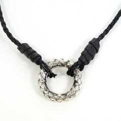 Bottega Veneta Intrecciato Circle Silver Leather Necklace Total weight approx. 16.6g 56cm — Like New